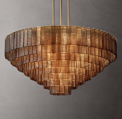 Cascading Smoke Glass Drum Chandelier