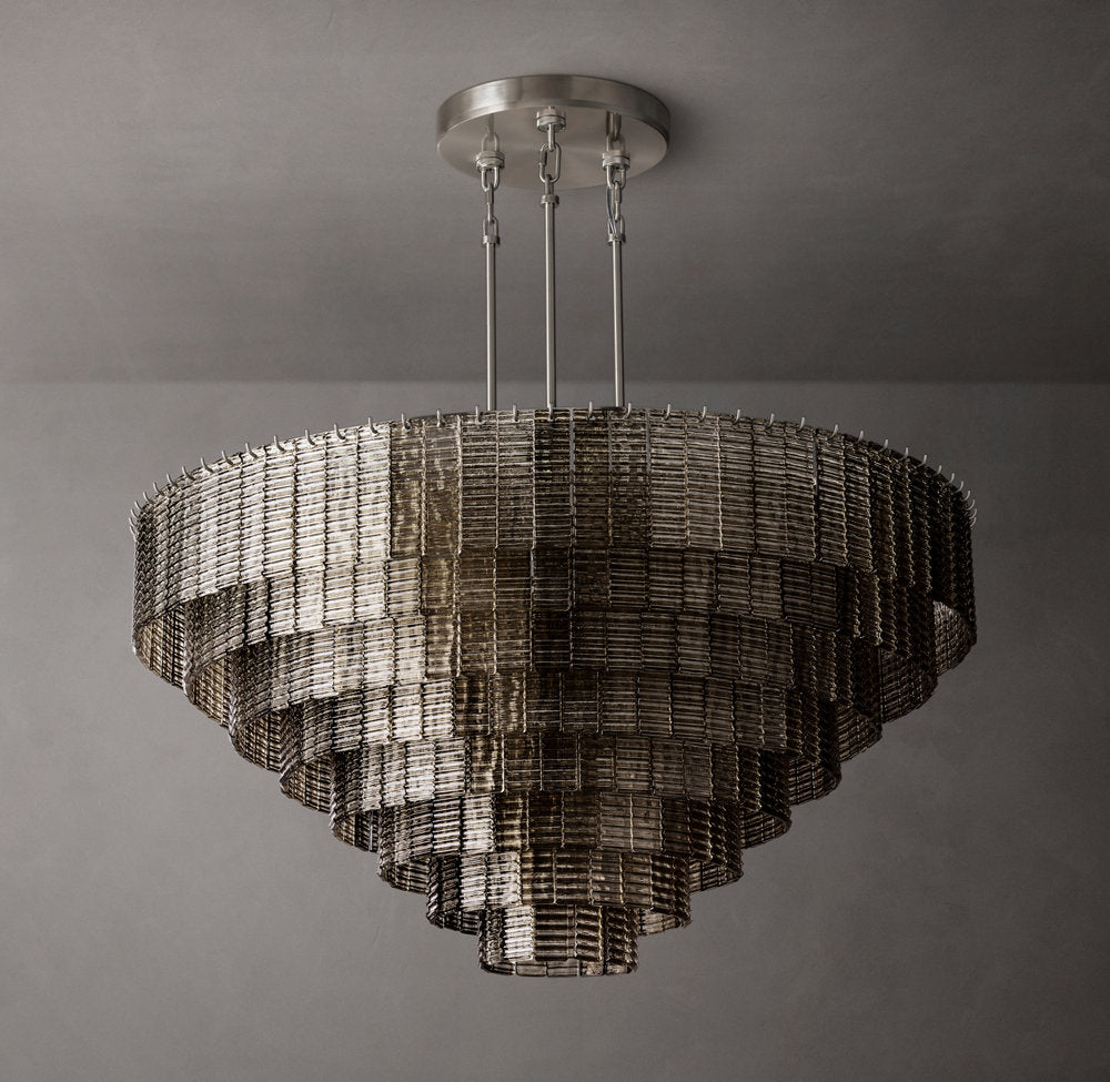 Cascading Smoke Glass Drum Chandelier