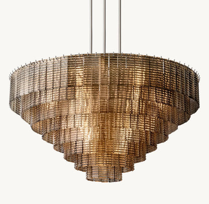 Cascading Smoke Glass Drum Chandelier