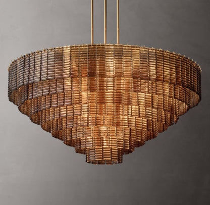 Cascading Smoke Glass Drum Chandelier