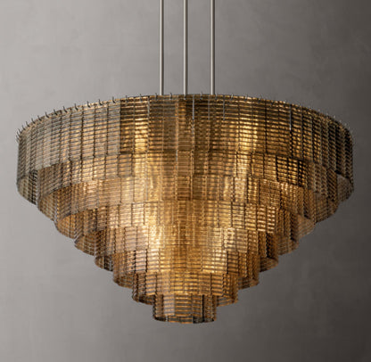 Cascading Smoke Glass Drum Chandelier