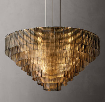 Cascading Smoke Glass Drum Chandelier