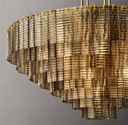 Cascading Smoke Glass Drum Chandelier