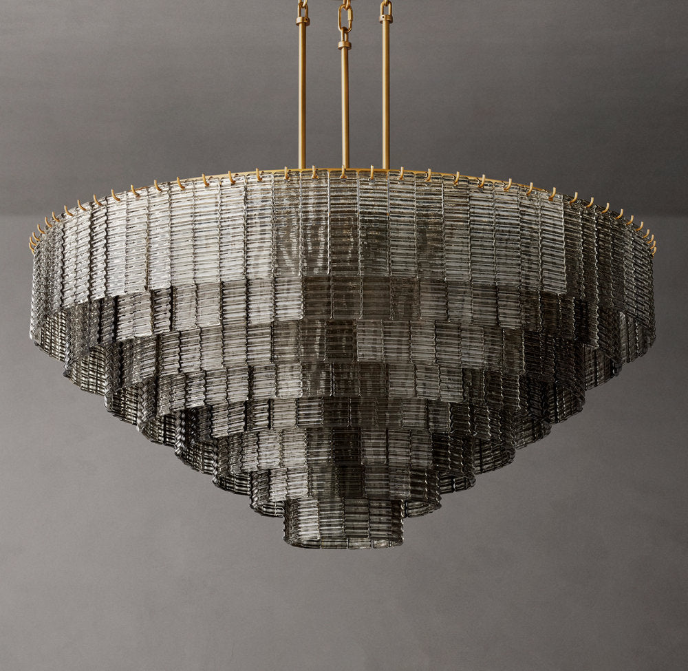 Cascading Smoke Glass Drum Chandelier