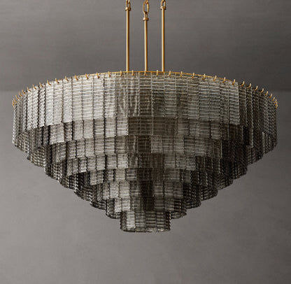 Cascading Smoke Glass Drum Chandelier
