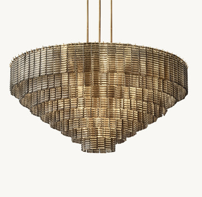 Cascading Smoke Glass Drum Chandelier