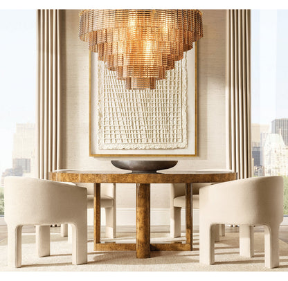 Cascading Smoke Glass Drum Chandelier