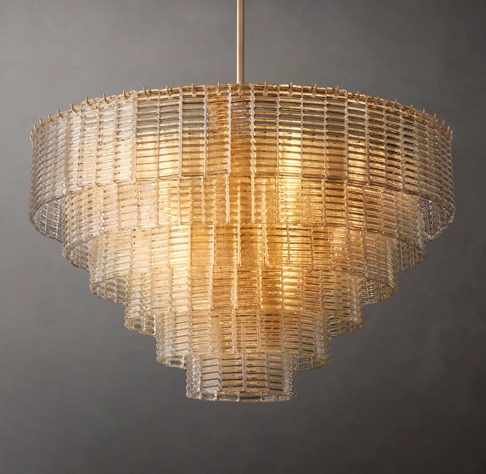 Clear Cast Glass Cascade Chandelier