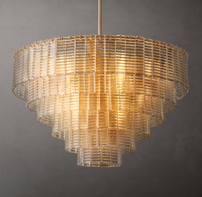 Clear Cast Glass Cascade Chandelier