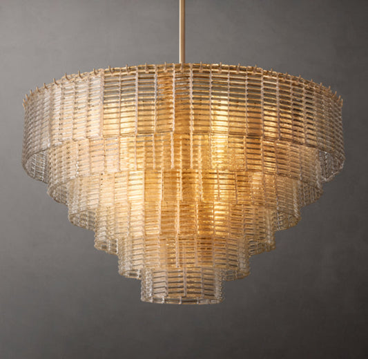 Clear Cast Glass Cascade Chandelier