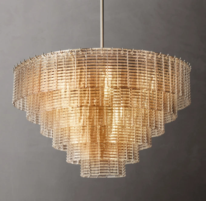 Clear Cast Glass Cascade Chandelier