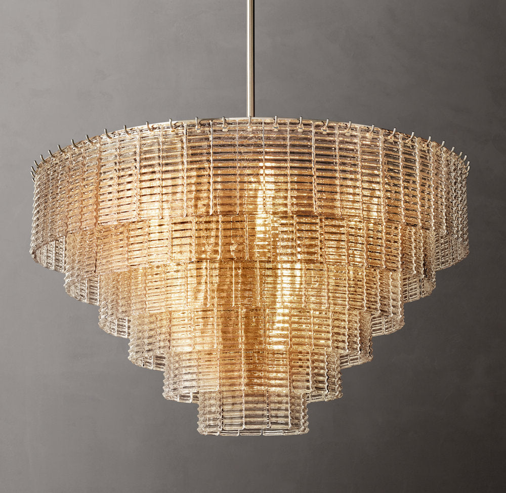 Clear Cast Glass Cascade Chandelier