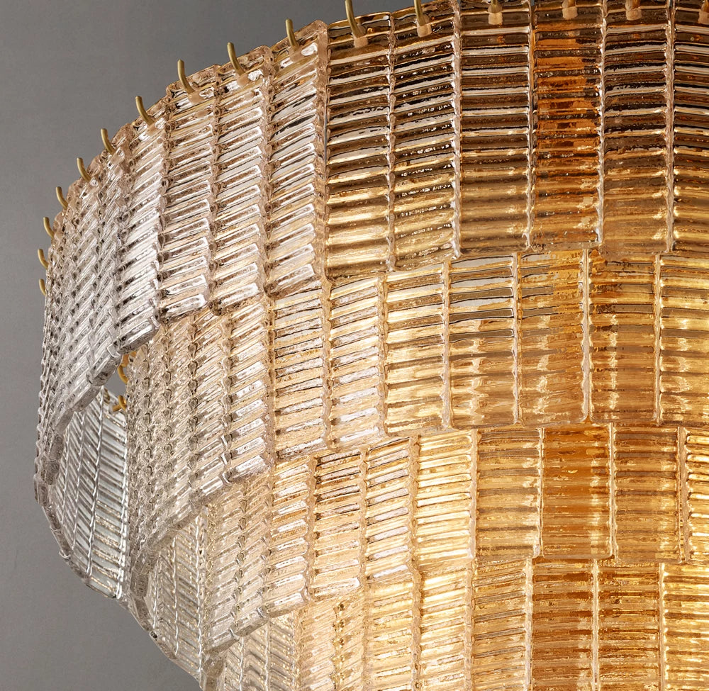 Clear Cast Glass Cascade Chandelier