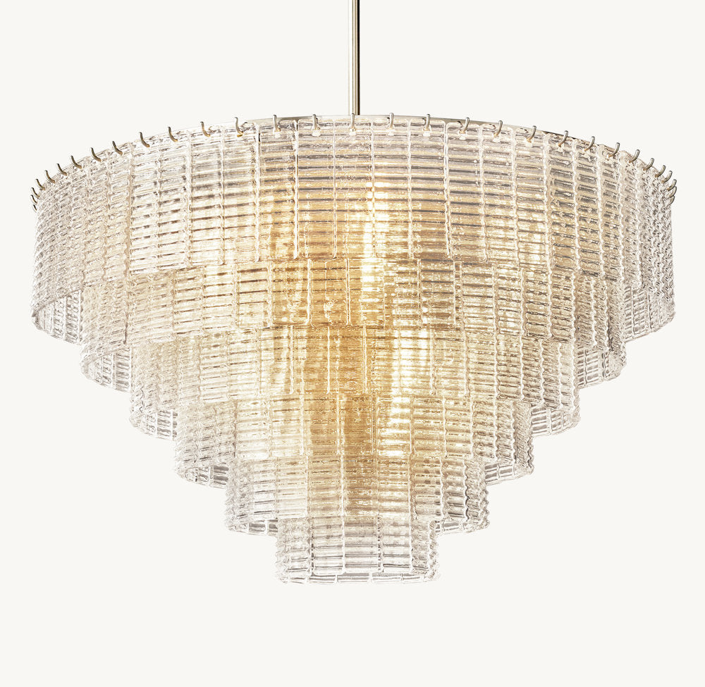 Clear Cast Glass Cascade Chandelier