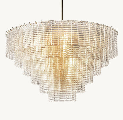 Clear Cast Glass Cascade Chandelier