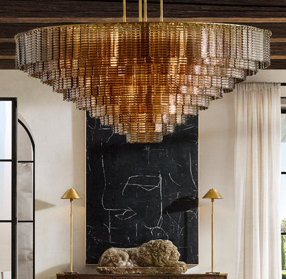 Clear Cast Glass Cascade Chandelier