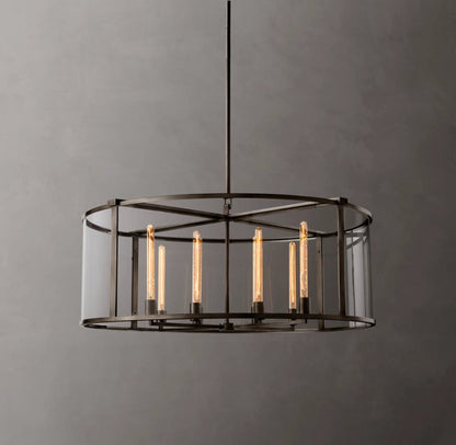 Clear Glass Architectural Ring Chandelier