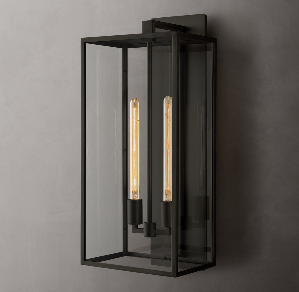 Clear Glass Brass Outdoor Lantern Sconce