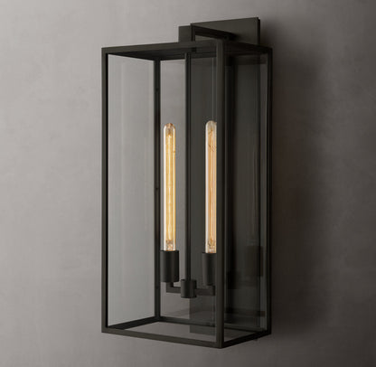 Clear Glass Brass Outdoor Lantern Sconce