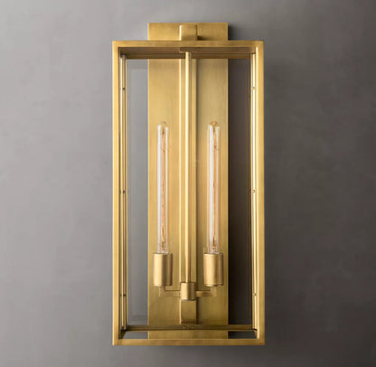 Clear Glass Brass Outdoor Lantern Sconce