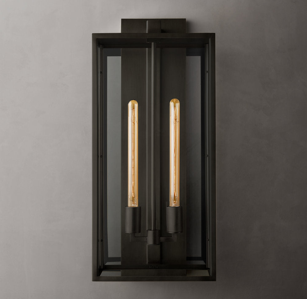 Clear Glass Brass Outdoor Lantern Sconce