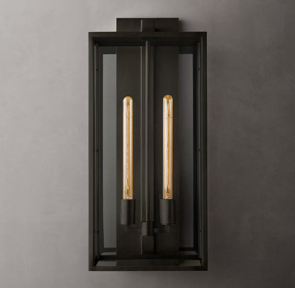 Clear Glass Brass Outdoor Lantern Sconce