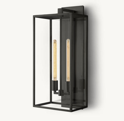 Clear Glass Brass Outdoor Lantern Sconce