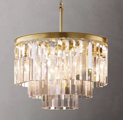 Compact Deco Prism Crown Chandelier