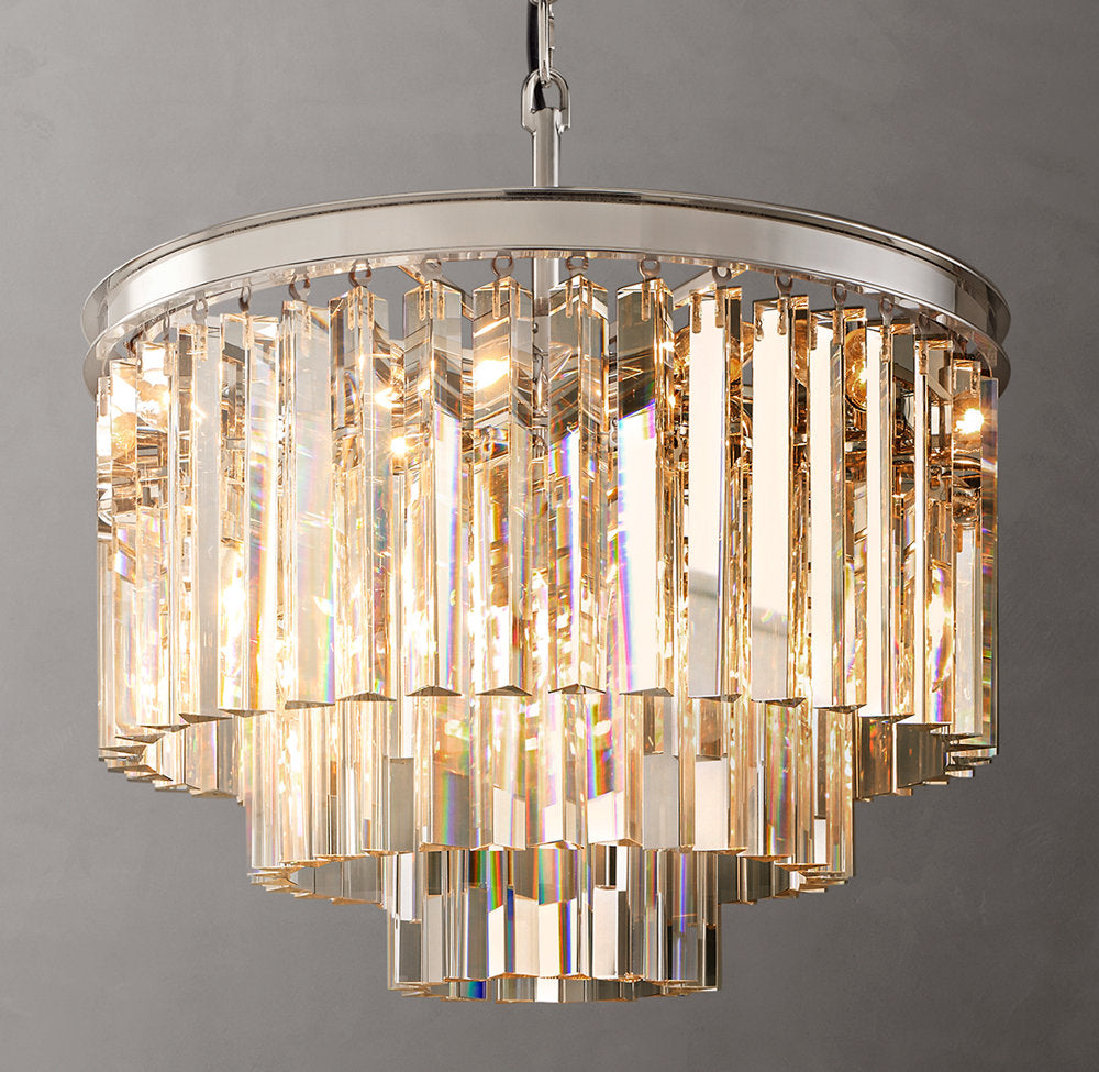 Compact Deco Prism Crown Chandelier