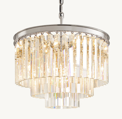 Compact Deco Prism Crown Chandelier