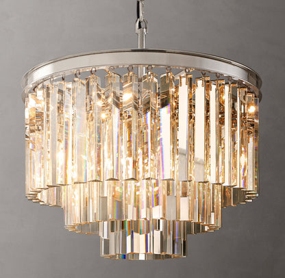 Compact Deco Prism Crown Chandelier