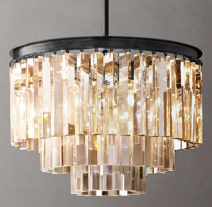 Compact Deco Prism Crown Chandelier