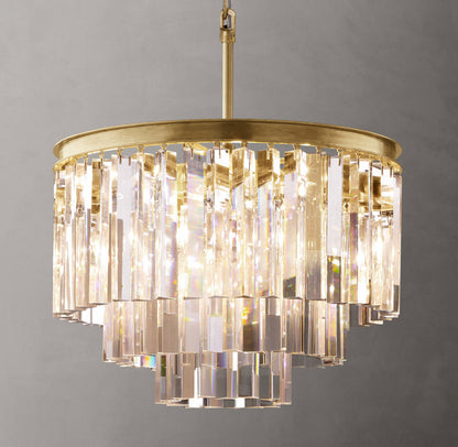 Compact Deco Prism Crown Chandelier