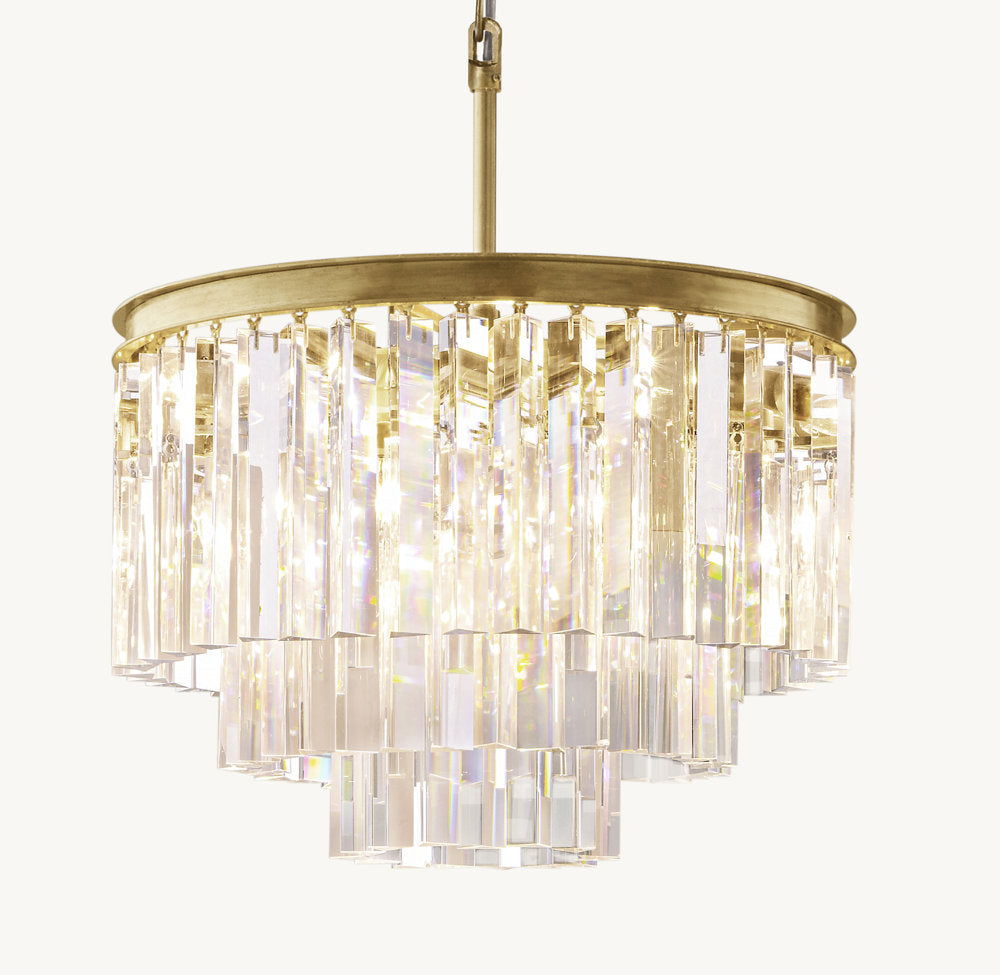 Compact Deco Prism Crown Chandelier