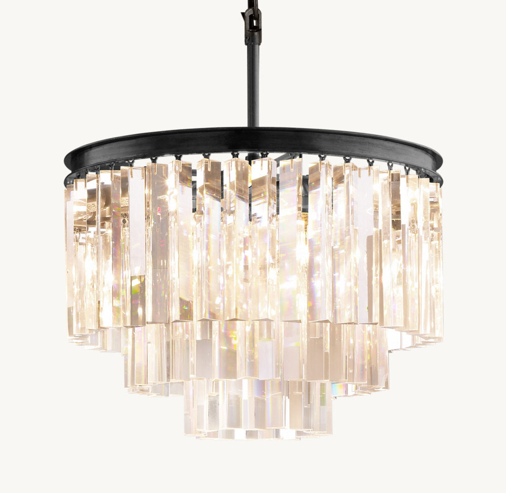 Compact Deco Prism Crown Chandelier