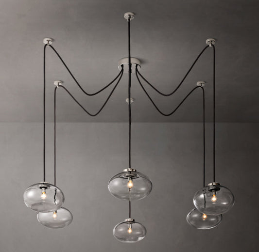 Floating Clear Globe Linear Chandelier