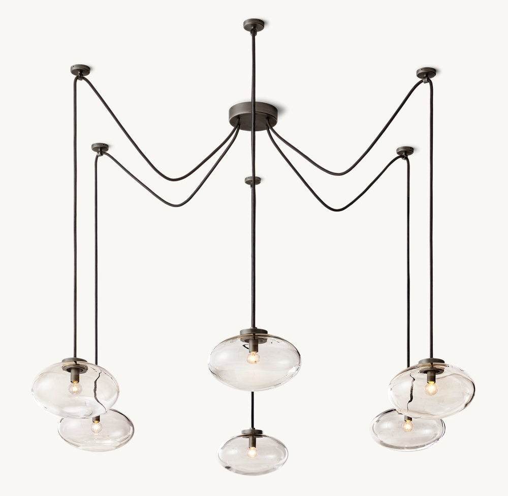 Floating Clear Globe Linear Chandelier