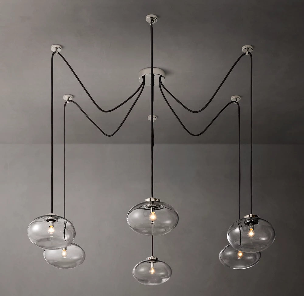 Floating Clear Globe Linear Chandelier