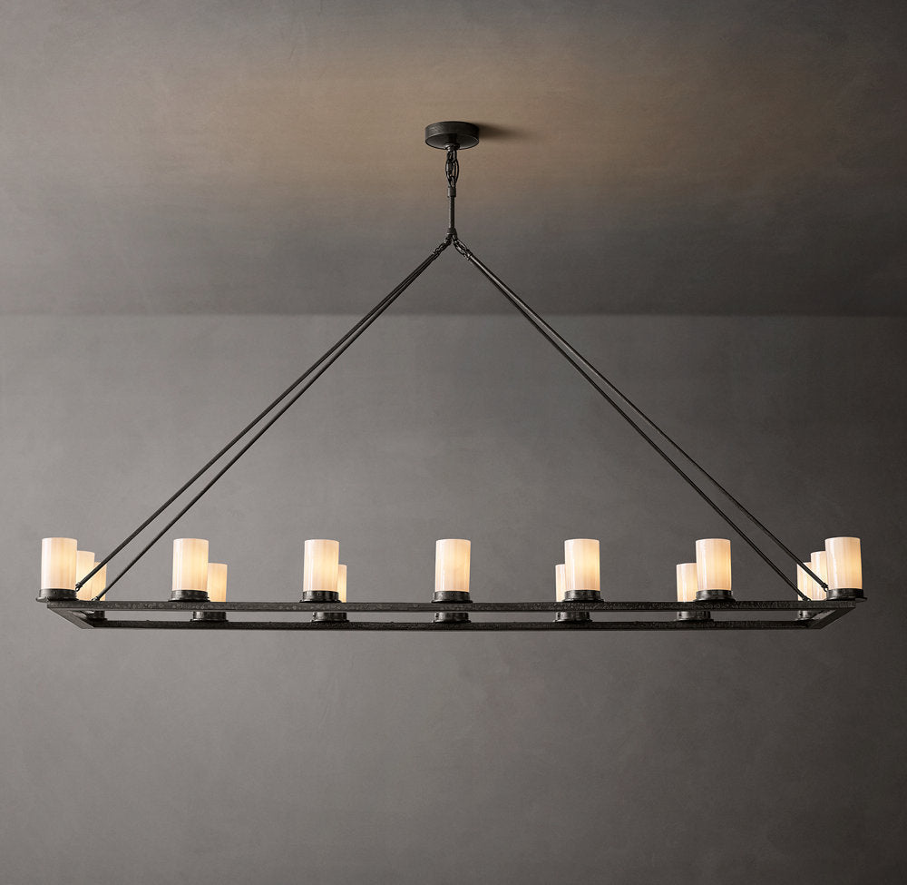 Forge Milk Glass Linear Chandelier