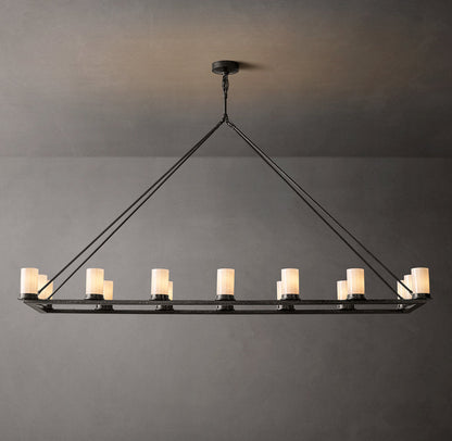 Forge Milk Glass Linear Chandelier