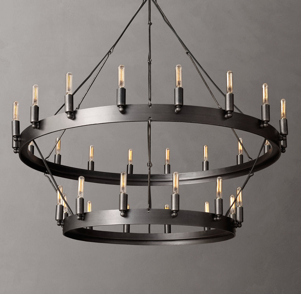 Forged Filament Double Ring Chandelier