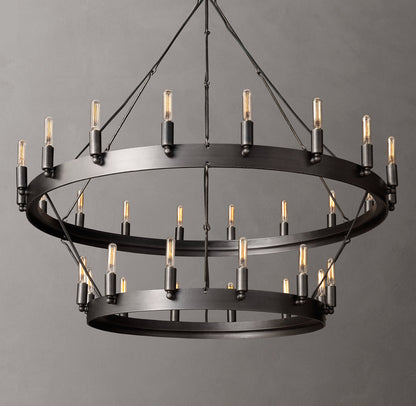 Forged Filament Double Ring Chandelier