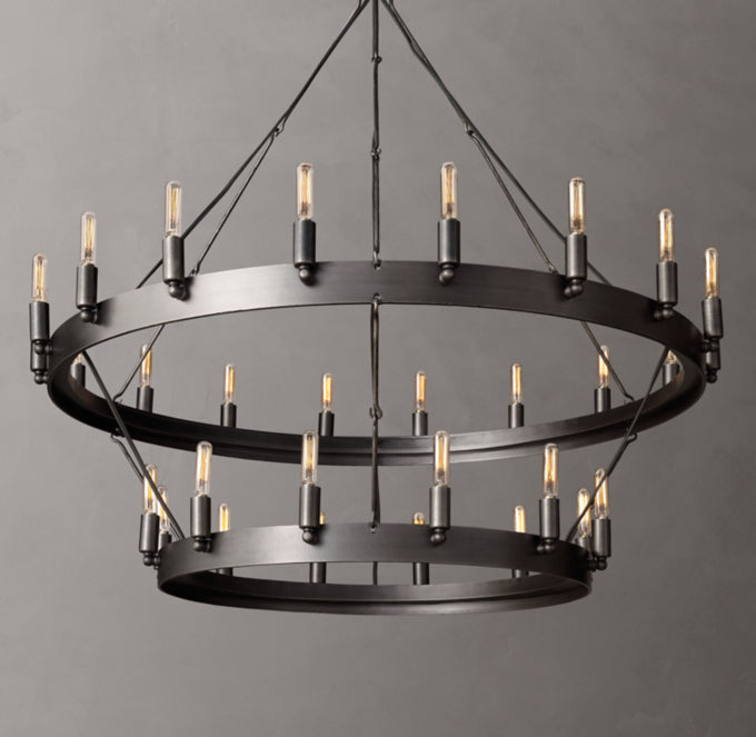 Forged Filament Double Ring Chandelier