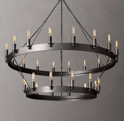 Forged Filament Double Ring Chandelier