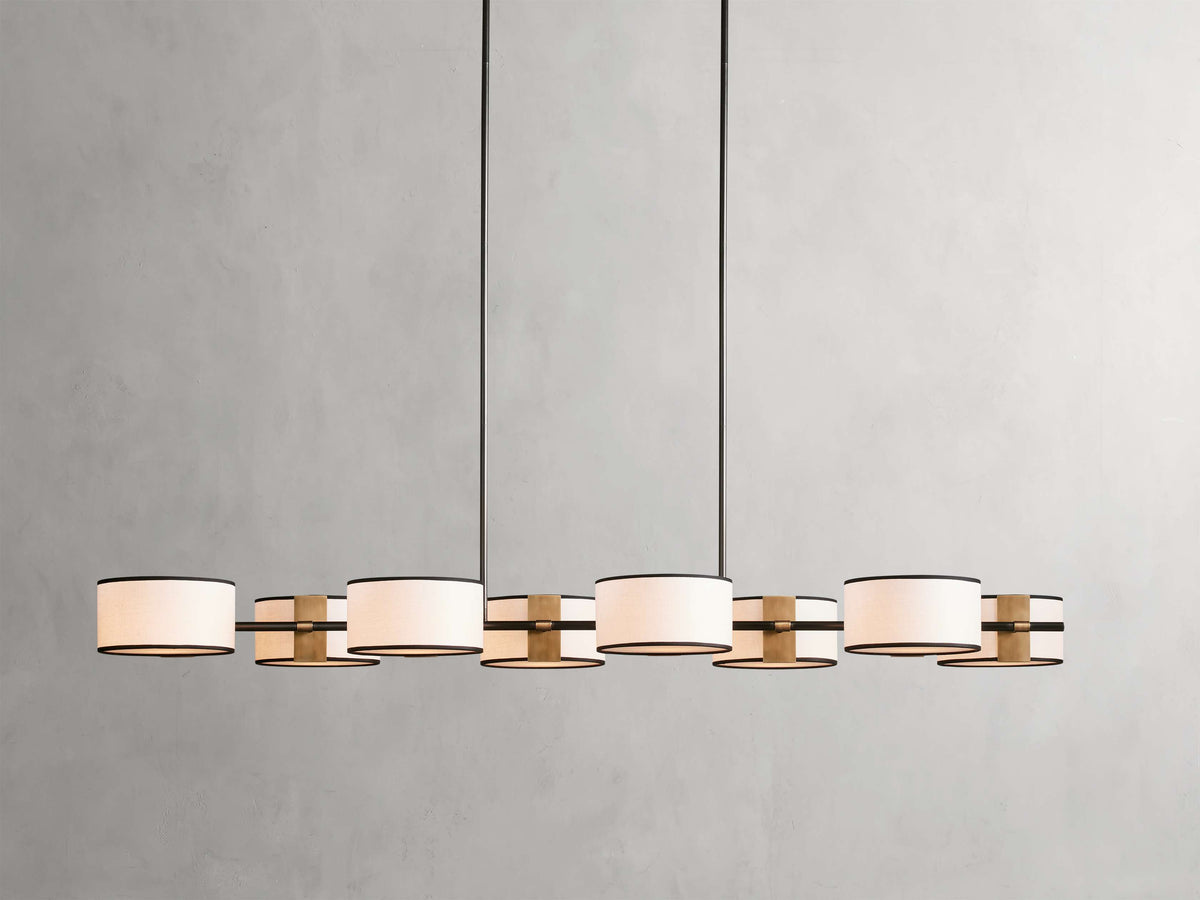French Linen Shade Island Chandelier