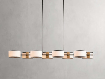 French Linen Shade Island Chandelier