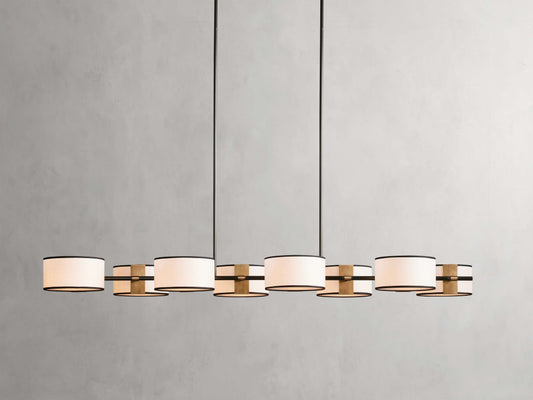 French Linen Shade Island Chandelier