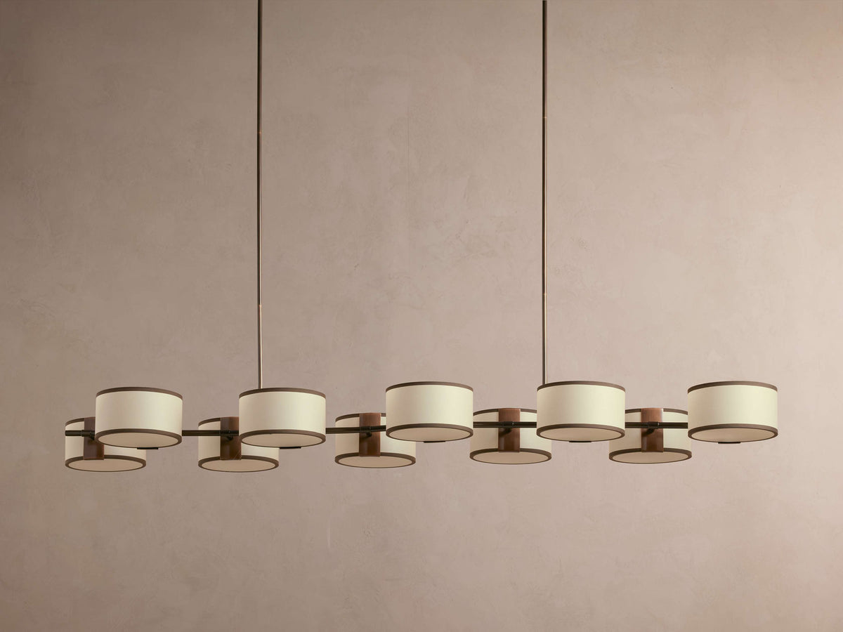 French Linen Shade Island Chandelier
