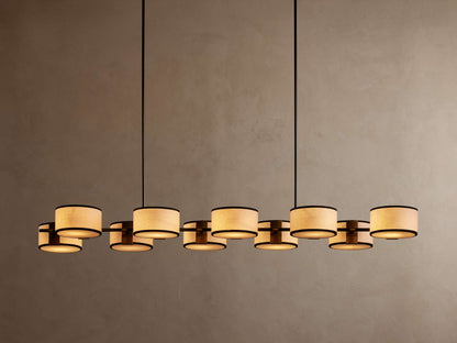 French Linen Shade Island Chandelier