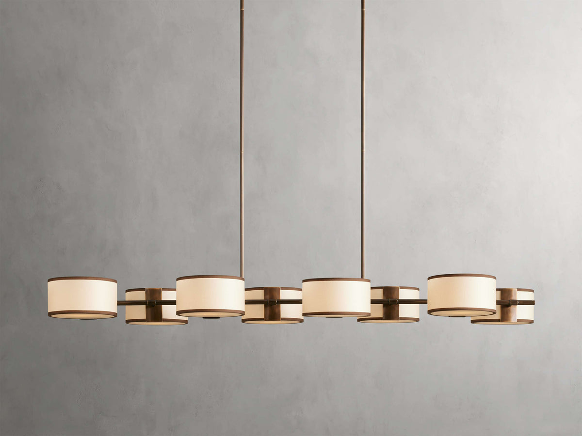 French Linen Shade Island Chandelier